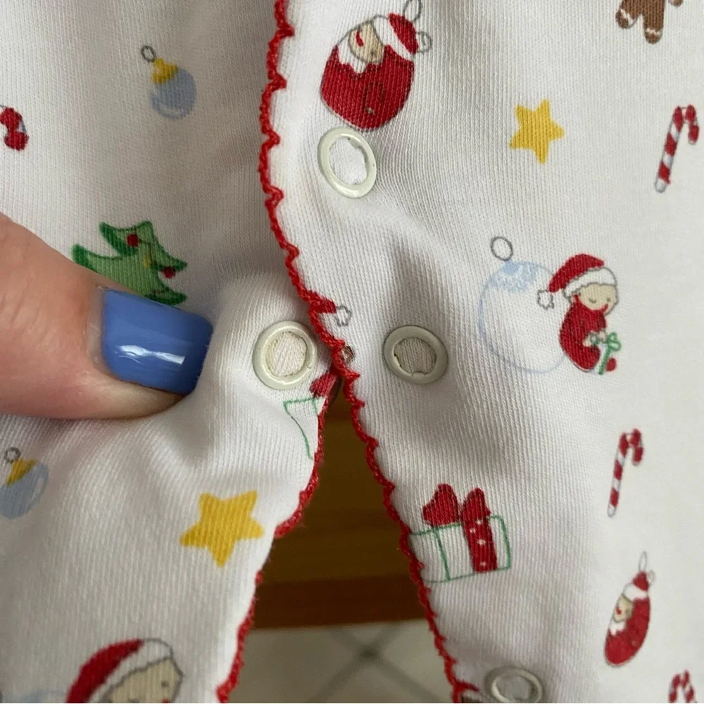 Kissy Kissy Christmas Print Pima Cotton Footie Romper 6-9 months